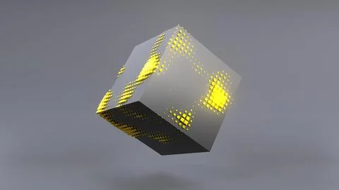 Abstract 3D of a black cube in zero gravity. イラスト素材