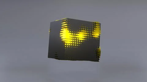 Abstract 3D of a black cube in zero gravity. Stock Illustration