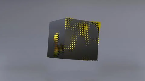 Abstract 3D of a black cube in zero gravity. Stock Illustration