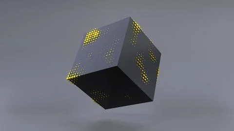Abstract 3D of a black cube in zero gravity. イラスト素材