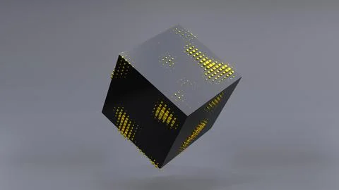 Abstract 3D of a black cube in zero gravity. Stock Illustration