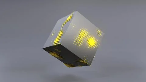 Abstract 3D of a black cube in zero gravity. Stock Illustration