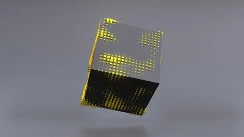 Abstract 3D of a black cube in zero gravity. Stock Illustration