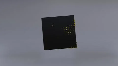 Abstract 3D of a black cube in zero gravity. Stock Illustration