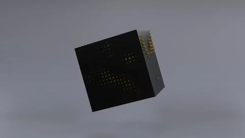 Abstract 3D of a black cube in zero gravity. Stock Illustration