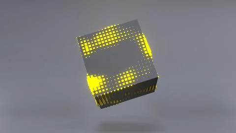 Abstract 3D of a black cube in zero gravity. Stock Illustration