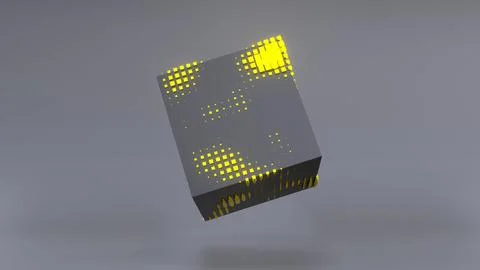 Abstract 3D of a black cube in zero gravity. Stock Illustration