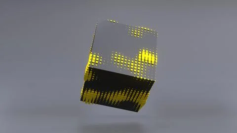Abstract 3D of a black cube in zero gravity. Stock Illustration