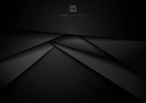 Abstract 3D black geometric triangle layer dimension overlapping with space f Stock Illustration