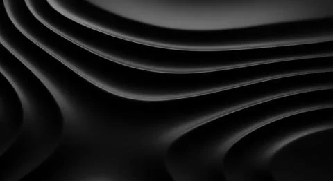 Abstract 3d black wavy layers background with smooth curves and modern design Stock Illustration