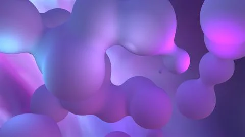 Abstract 3D blobs background. Soft, minimal purple metaballs Stock Illustration