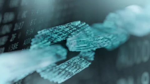 Abstract 3D Blockchain Chain Animation with Rotating Links and Dynamic Hexa.. Stock Footage 308358872