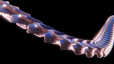 Abstract 3D blue and pink chrometype array snake shape with black background Stockillustratie