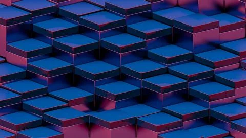 Abstract 3D Blue and Red Cubes Pattern Stock Illustration