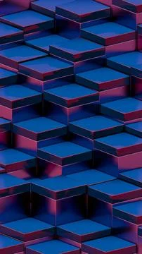 Abstract 3D Blue and Red Cubes Pattern Stock Illustration