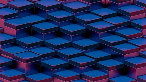 Abstract 3D Blue and Red Cubes Pattern Stock Illustration
