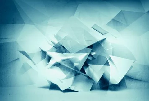 Abstract 3d blue background, chaotic polygonal interior Stock Illustration