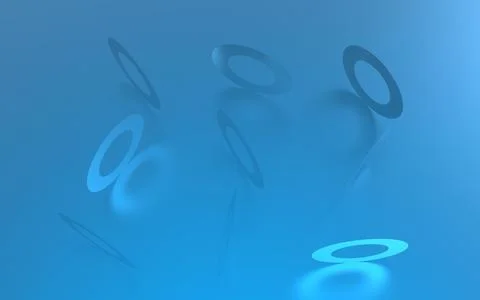 Abstract 3D Blue Background With Floating Rings and Shadows Stock Illustration