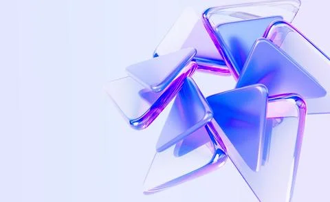 Abstract 3d blue background wallpaper with glass transparent and metal triangle Ilustración de archivo