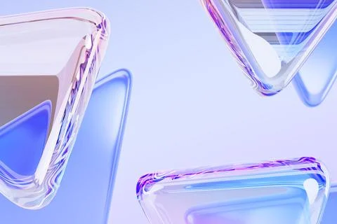 Abstract 3d blue background wallpaper with crystal glass plastic triangle plates Illustrazione stock