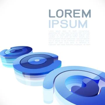 Abstract 3D blue circle and curve shapes with light and transparent surface. Stock Illustration