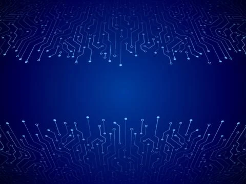 Abstract 3D blue circuit board. High-tech technology abstract background Stock Illustration
