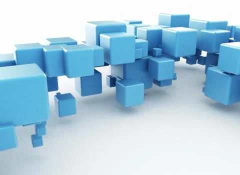 Abstract 3d blue cubes Stock Illustration