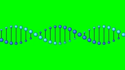 Abstract 3D Blue DNA Double Helix Molecule Structure Rotating Green Screen Video stock 337356872