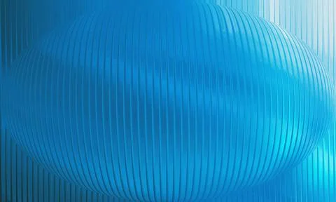 Abstract 3D Blue Ellipsoid Sphere on Corrugated Metal Background with Verti.. Stock Illustration