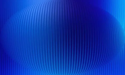 Abstract 3D Blue Ellipsoid with Vertical Ribbed Texture and Grainy Gradient.. Stock Illustration