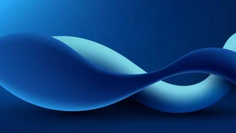 Abstract 3d blue fluid ribbon wave background with dynamic flowing shapes t.. 库存插图