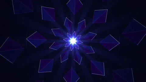 Abstract 3D Blue Geometric Diamond Starburst Tunnel Animation Loop Stock Footage 346982325