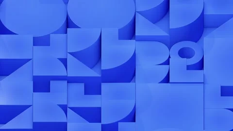 Abstract 3D Blue Geometric Shapes Moving in Grid, 4K Seamless Loop Vídeo Stock 307843134