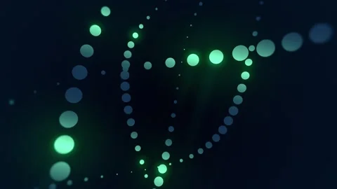 Abstract 3D Blue Green Glowing Dot DNA Spiral Stock Footage 344812668
