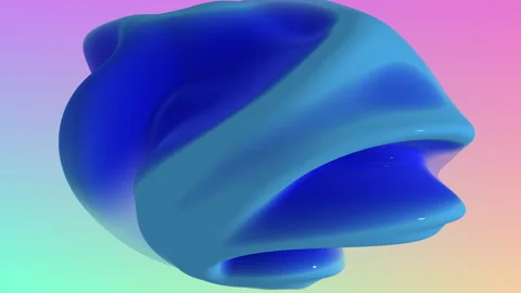 Abstract 3d blue liquid blob morphing on soft pastel gradient background Stock Footage 334139785