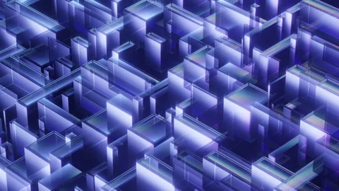 Abstract 3D Blue Neon Geometric Labyrinth Motion Background Loop Stock Footage 346517571
