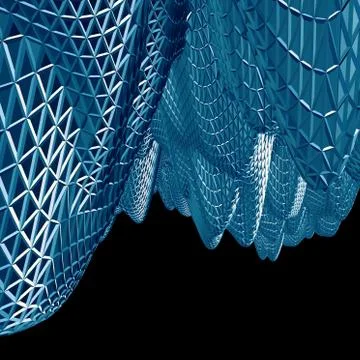 Abstract 3D blue net cloth background isolated on black Stock Illustration