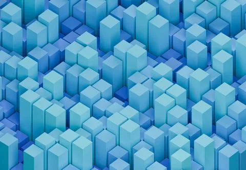 Abstract 3d blue rectangular blocks background with isometric perspective Stock Illustration
