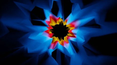 Abstract 3D blue red yellow blur light zoom in dark polygon Stock Footage 125228239