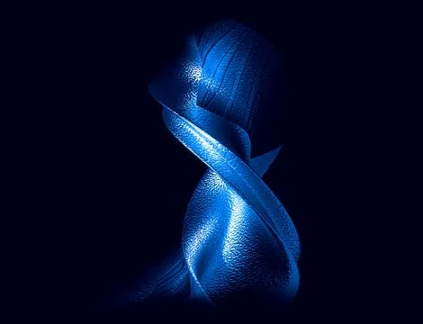 ABSTRACT 3D BLUE SCULPTURE ON ISOLATED DARK BACKGROUND Stock Illustration