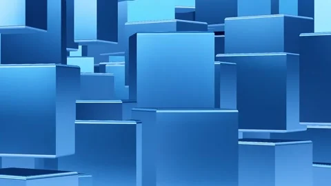 Abstract 3D blue square Rotation geometric surface animation. light bright c Stock Footage 282695575