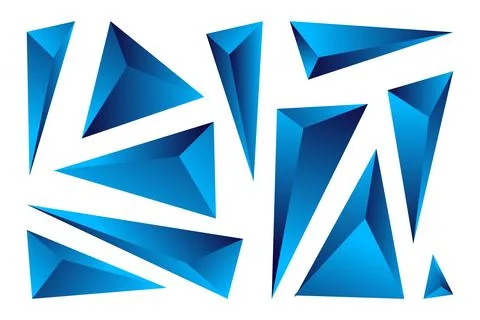 Abstract 3D blue triangle geometric shapes set. Vector illustration Stockillustratie