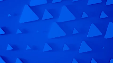 Abstract 3D blue triangle scale and  rotating around. Animation shapes backgroun Stock Footage 124687392