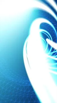 Abstract 3D blue tunnel made of digital wireframe and light swirls, symbolizi 스톡 일러스트