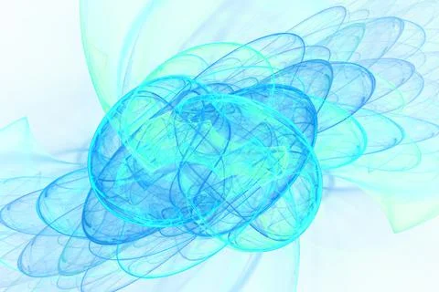 Abstract 3D blur blue wavy curve fractal lines light pattern creative fantasy Stock Illustration