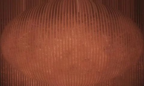 Abstract 3D Brown Ellipsoid Shape with Vertical Ribbed Texture and Rusty Me.. Stock-Illustration