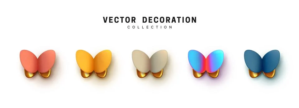 Abstract 3d butterfly. Vector Elegant Butterflies. Insects moth volume shape. Stock Illustration