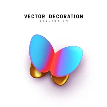 Abstract 3d butterfly. Vector Elegant Butterflies. Insects moth volume shape. Stock Illustration