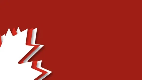 Abstract 3D Canadian Maple Leaf Motion Graphic Background on Solid Red. Stock Footage 344787149