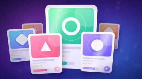 Abstract 3D Card Interface Animation 库存影片 347896012